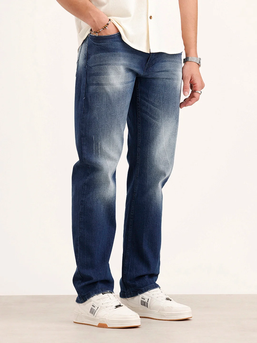 Faded Anti Fit Denim Jeans | Blue - Image 4