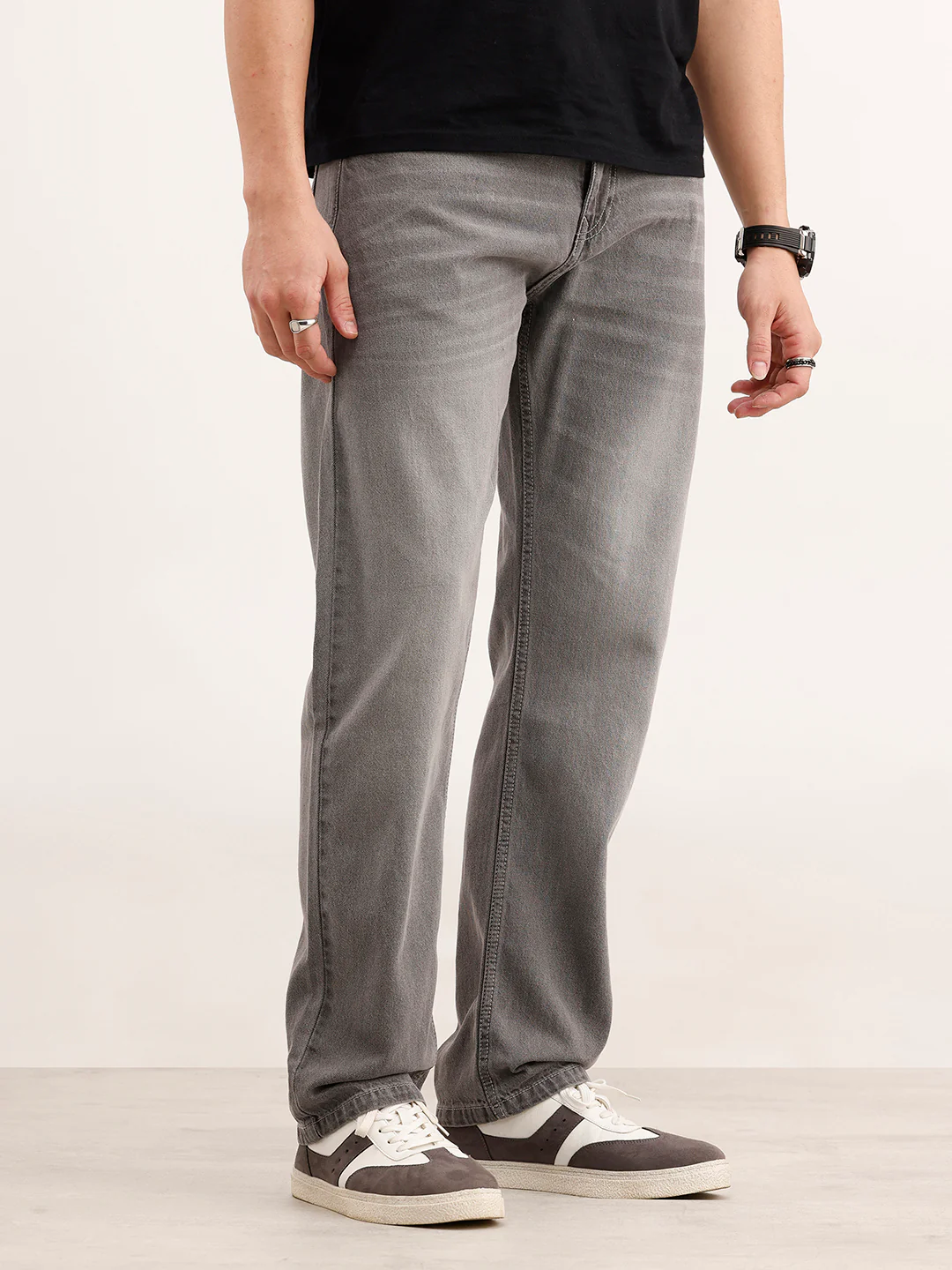 Faded Anti Fit Denim Jeans  | Grey - Image 4