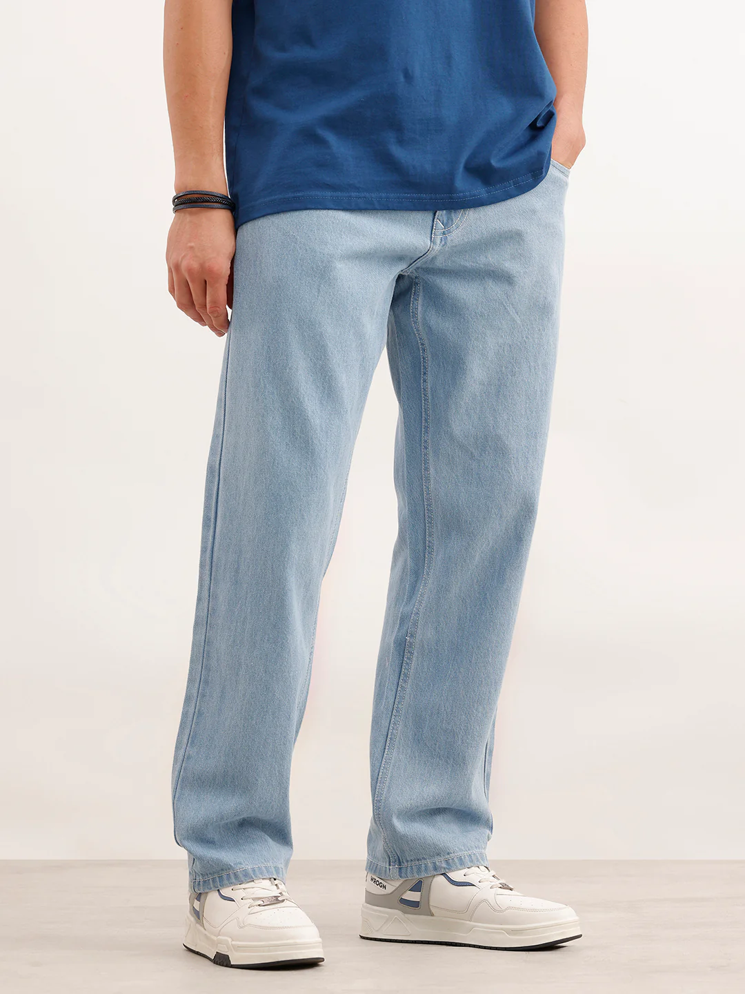 Faded Anti Fit Denim Jeans  | Light Blue - Image 4