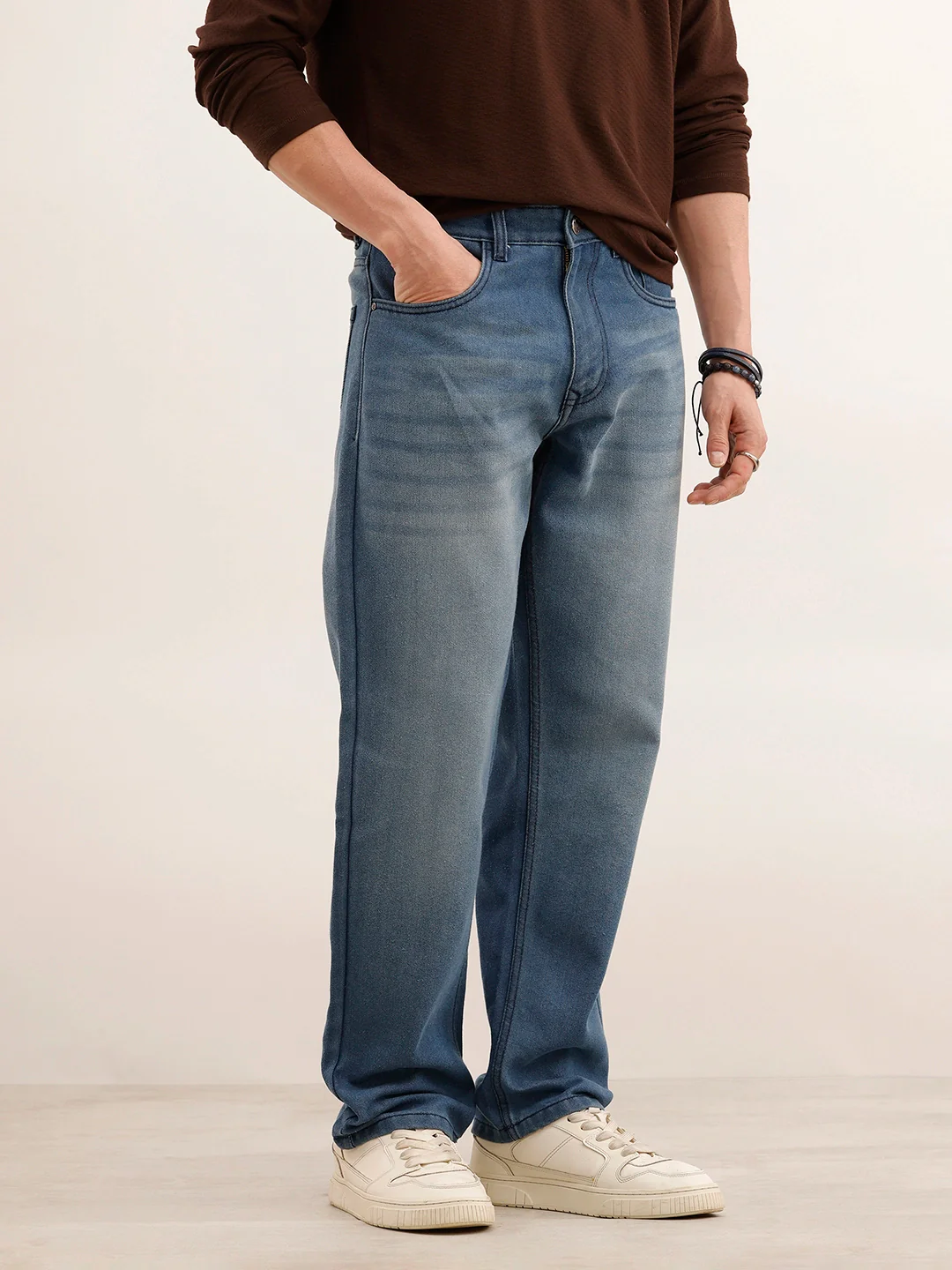Faded Anti Fit Denim Jeans | Light Blue - Image 4