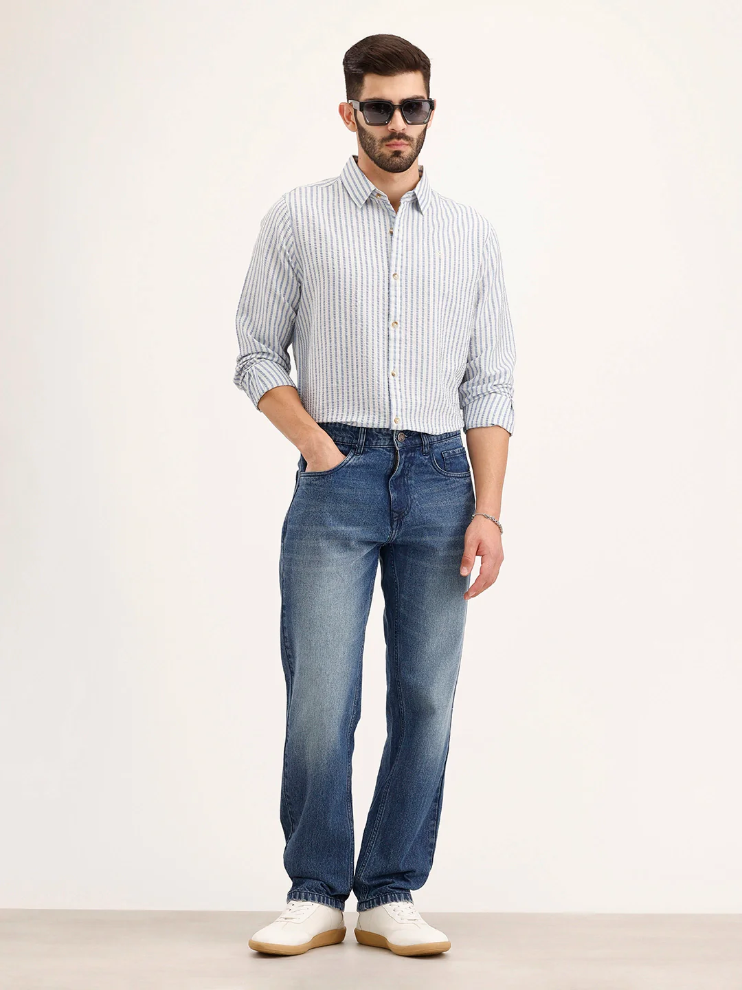 Faded Anti Fit Denim Jeans | Light Blue - Image 2