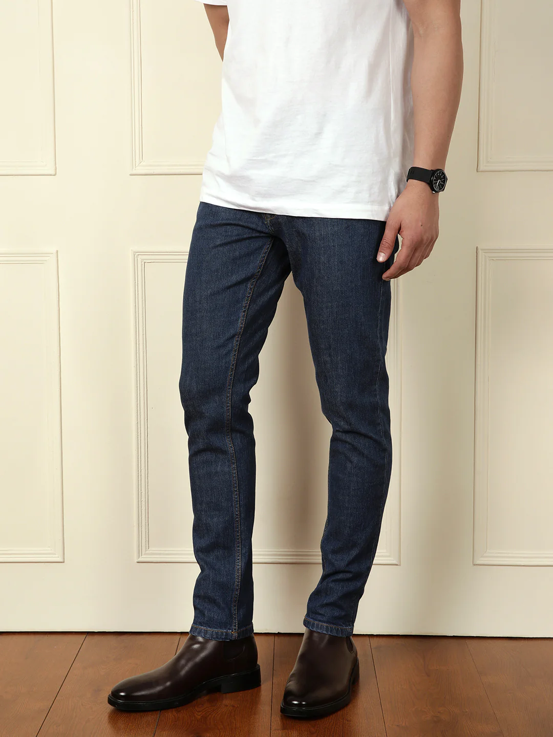 Faded Slim Tapered Jeans | Dark Blue - Image 4
