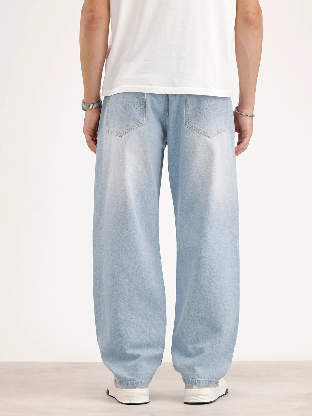 Faded Loose Fit Denim Jeans | Light Blue - Image 3