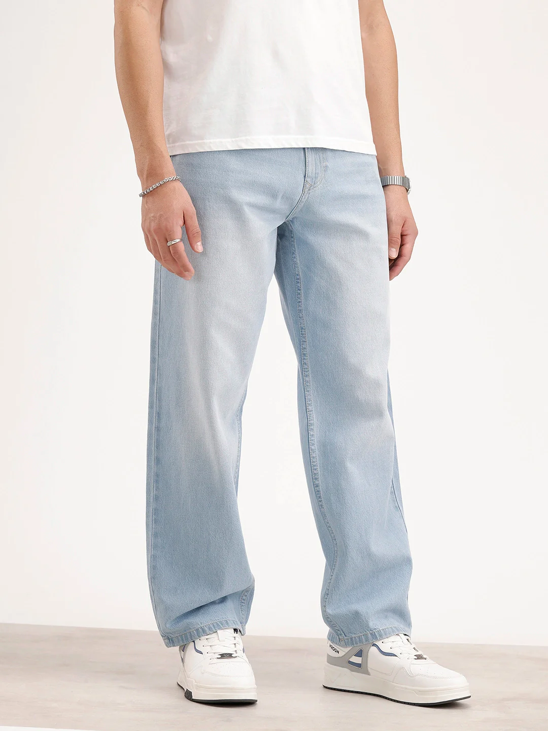 Faded Loose Fit Denim Jeans | Light Blue - Image 4