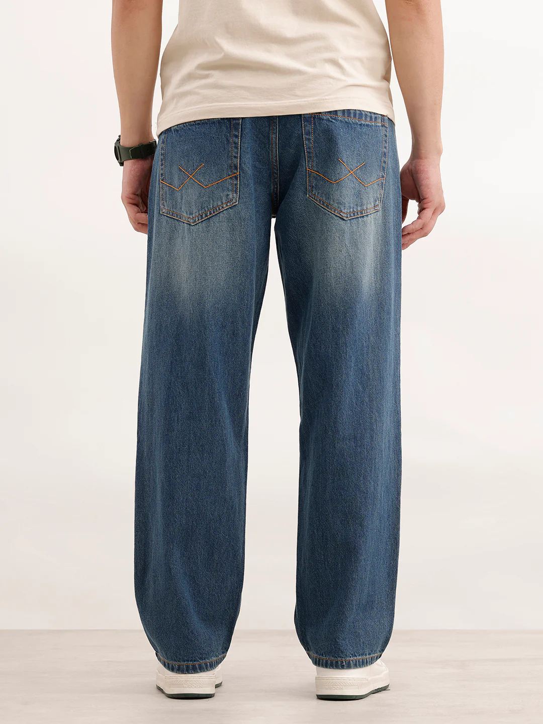 Faded Loose Fit Denim Jeans  | Light Blue - Image 3
