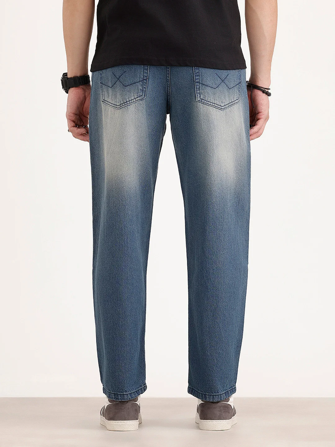 Faded Loose Fit Denim Jeans | Light Blue - Image 3