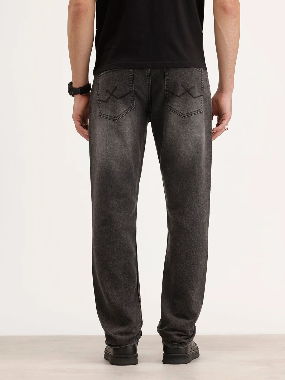 Faded Relaxed Fit Denim Jeans | Dark Grey - Image 3