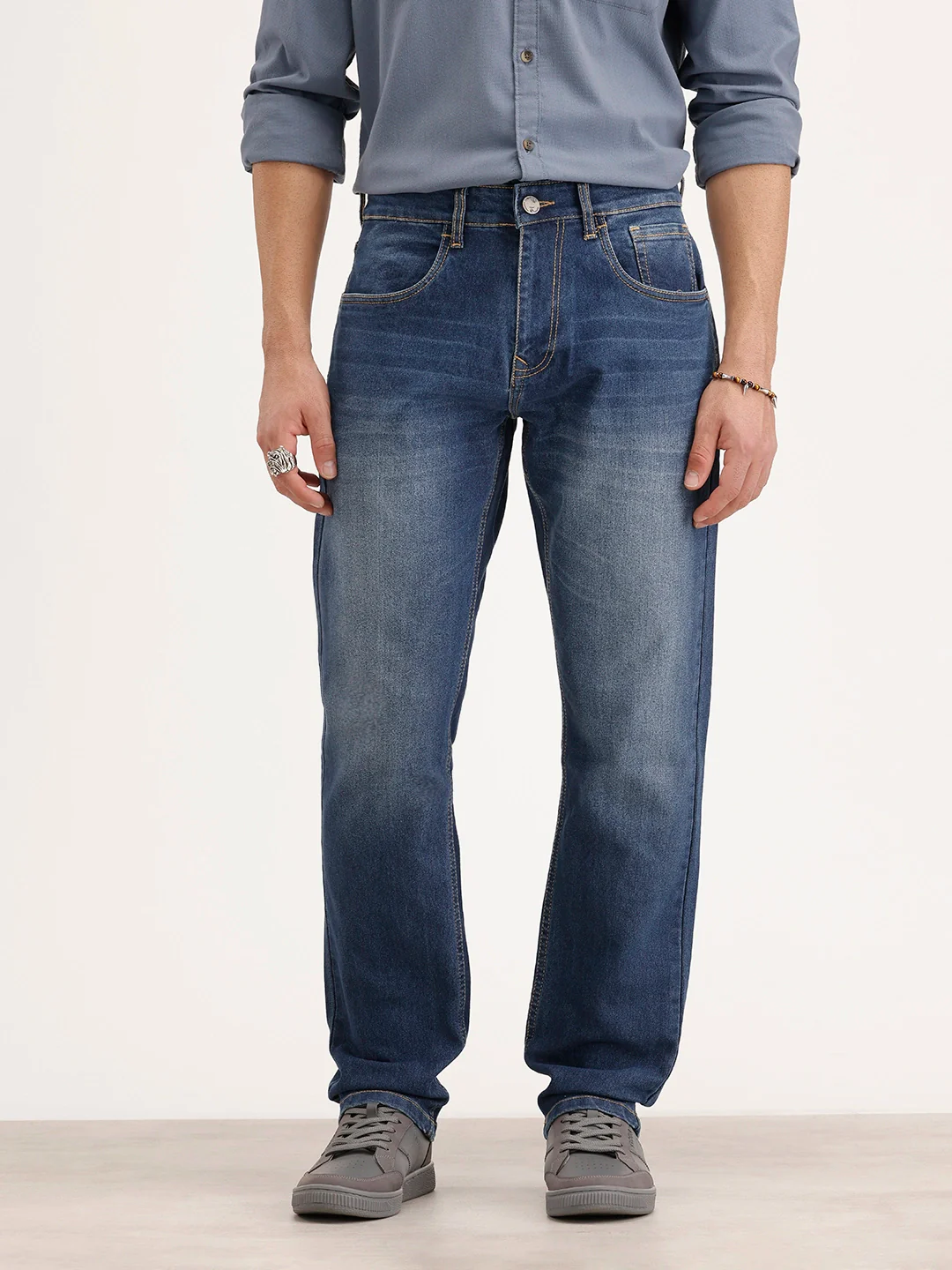 Faded Relaxed Fit Denim Jeans | Light Blue - Image 6