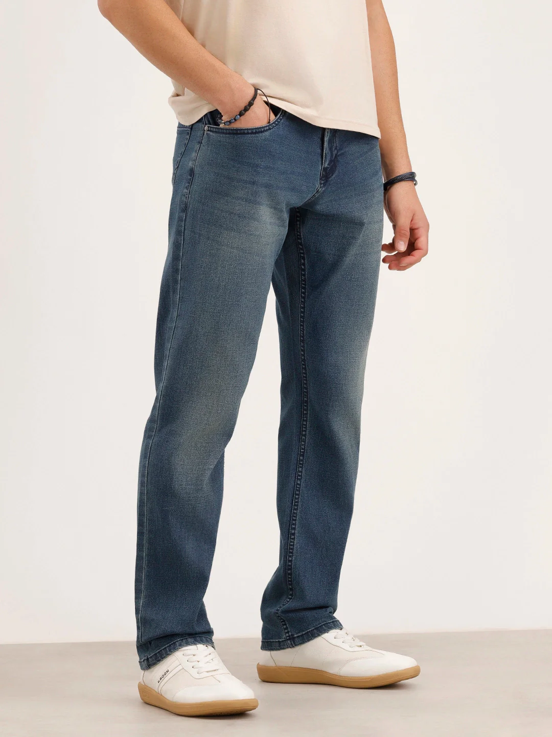Faded Relaxed Fit Denim Jeans | Light Blue - Image 4