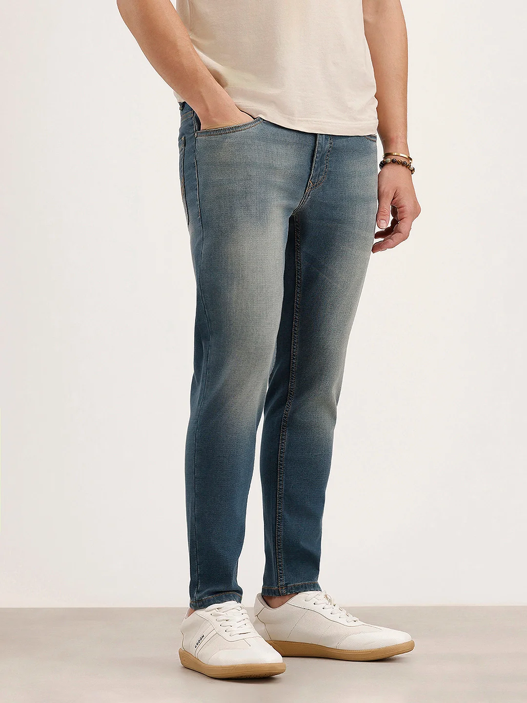 Faded Skinny Crop Denim Jeans | Light Blue - Image 4