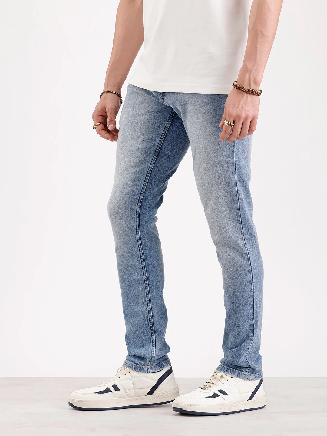 Faded Slim Fit Denim Jeans   |  Blue - Image 4