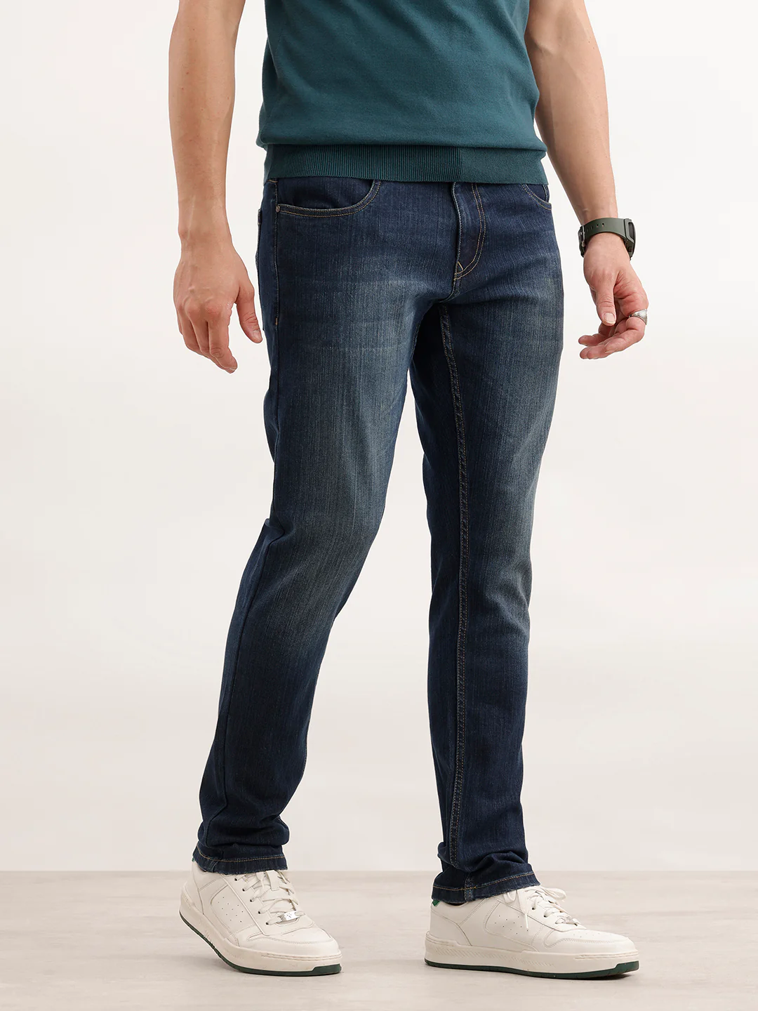 Faded Slim Fit Denim Jeans  | Blue - Image 4