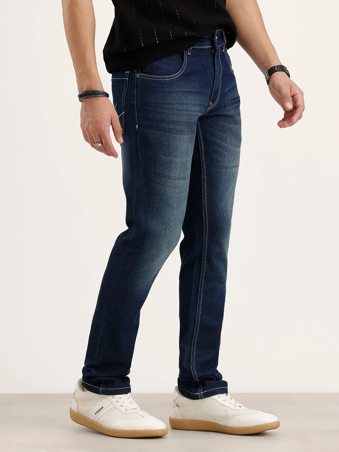 Faded Slim Fit Denim Jeans | Blue - Image 4