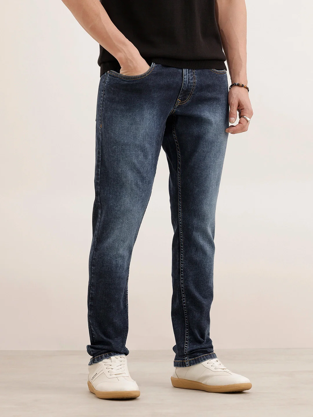 Faded Slim Fit Denim Jeans | Blue - Image 4