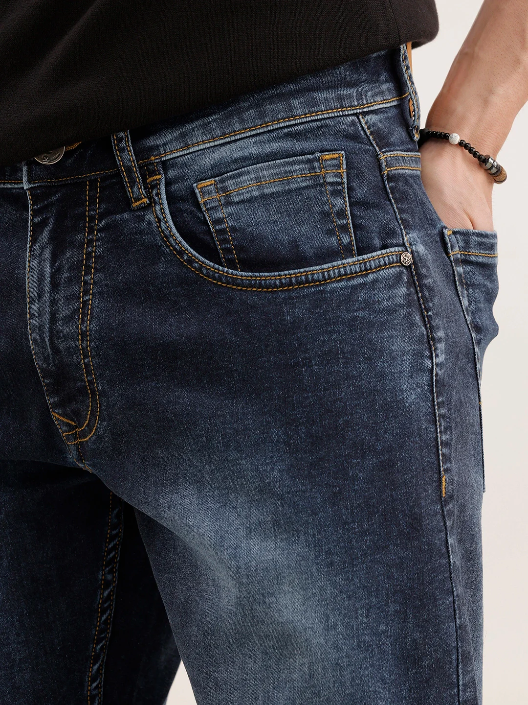 Faded Slim Fit Denim Jeans | Blue - Image 5