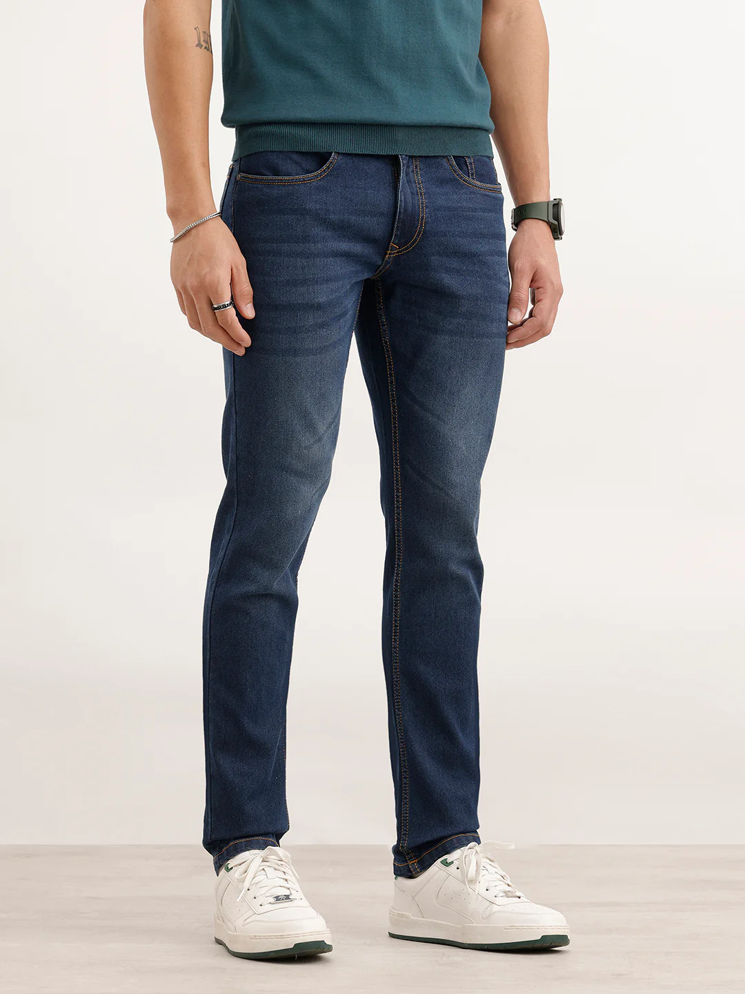 Faded Slim Fit Denim Jeans  | Blue - Image 4