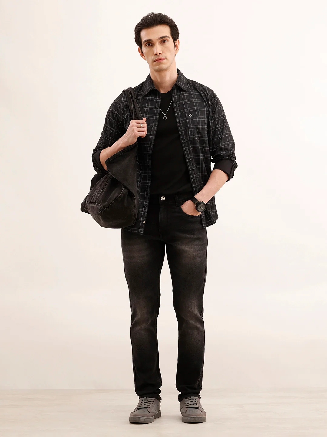 Faded Slim Fit Denim Jeans | Charcoal - Image 2