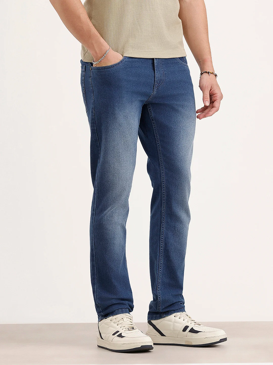 Faded Slim Fit Denim Jeans | Light Blue - Image 4
