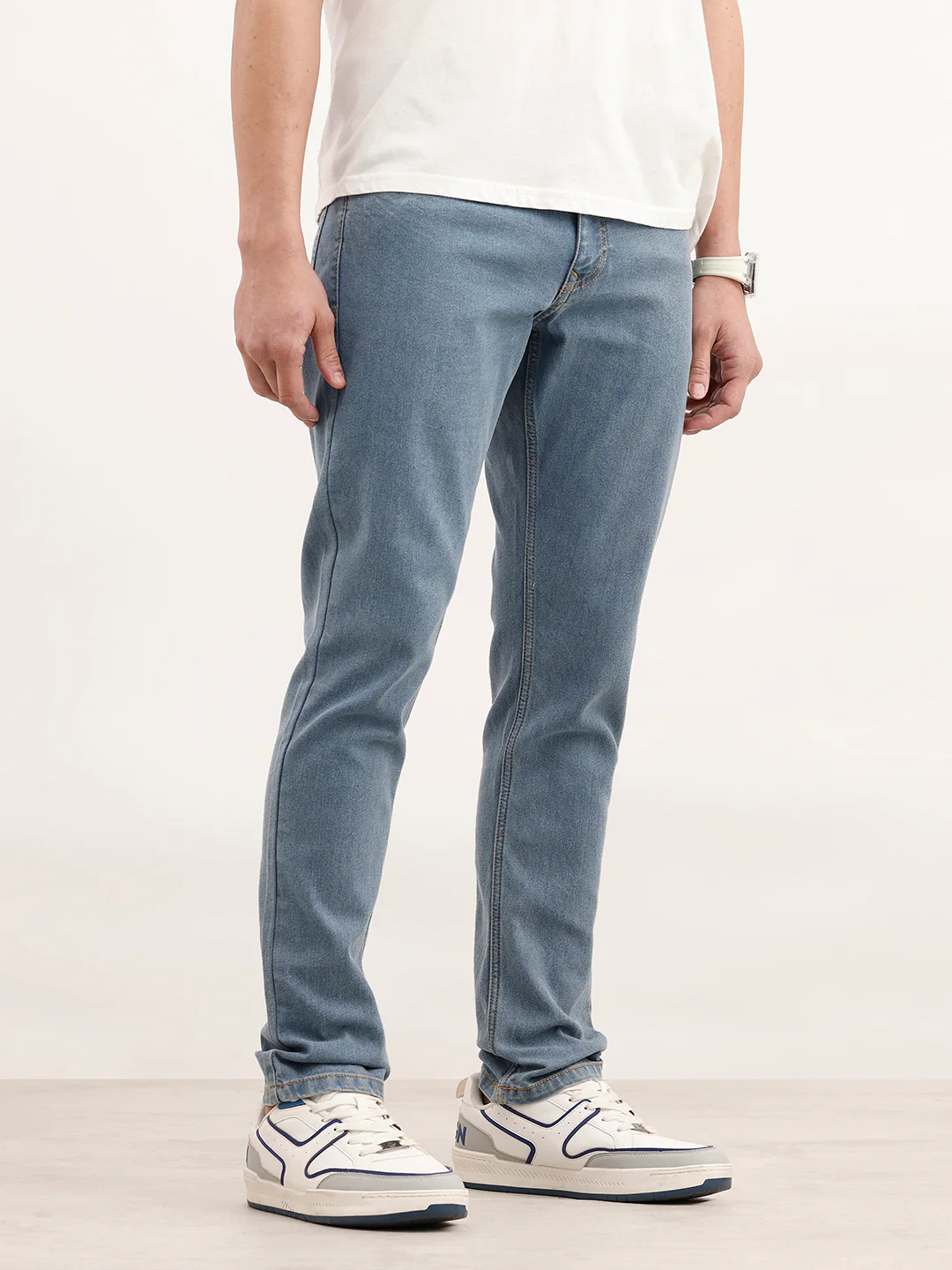 Faded Slim Fit Denim Jeans | Light Blue - Image 4