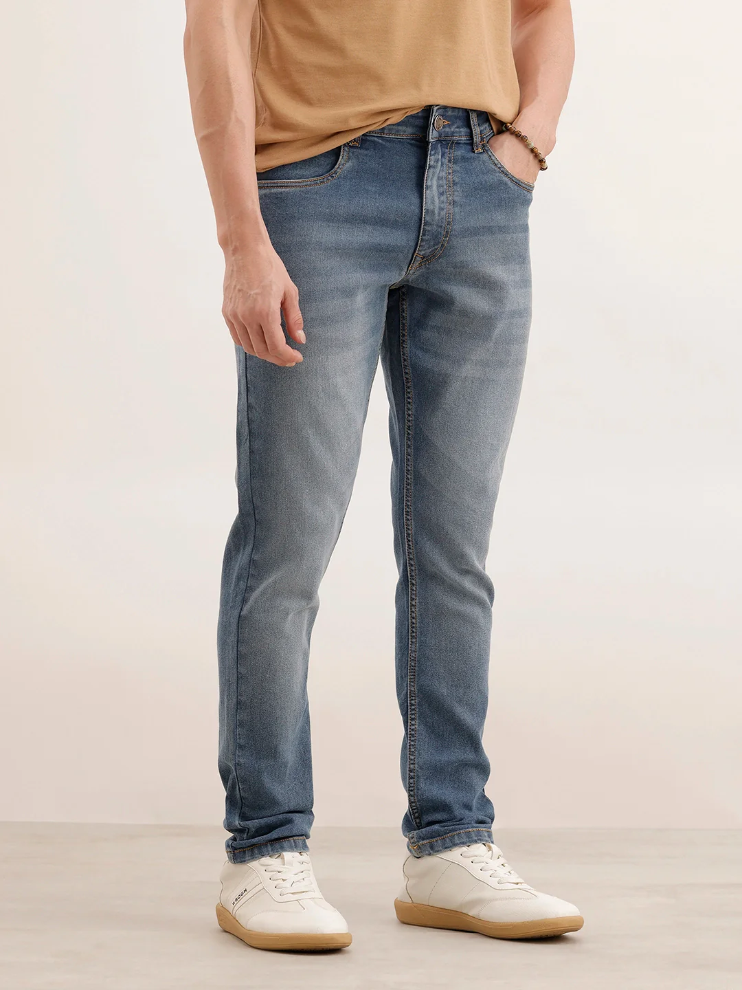 Faded Slim Fit Denim Jeans | Light Blue - Image 4