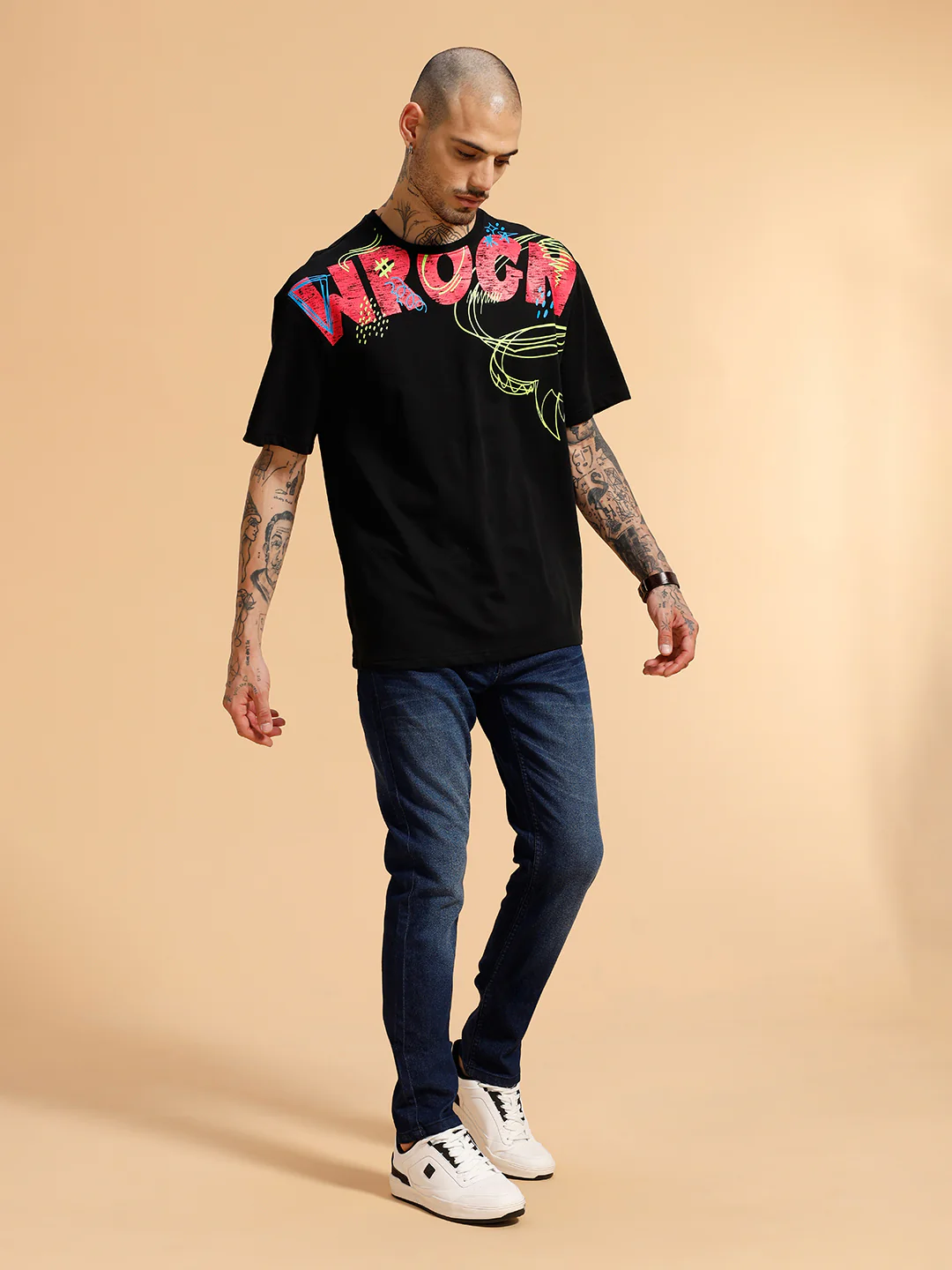 Faded Slim Fit Jeans | Dark Blue - Image 5