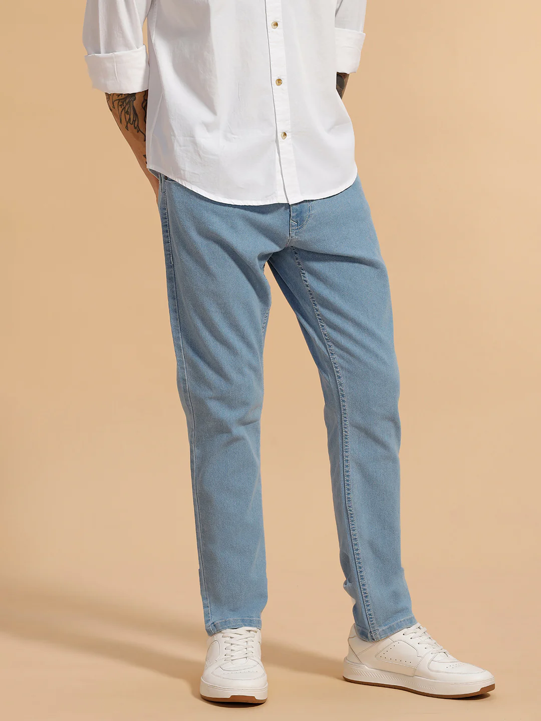 Faded Slim Fit Jeans | Light Blue - Image 4