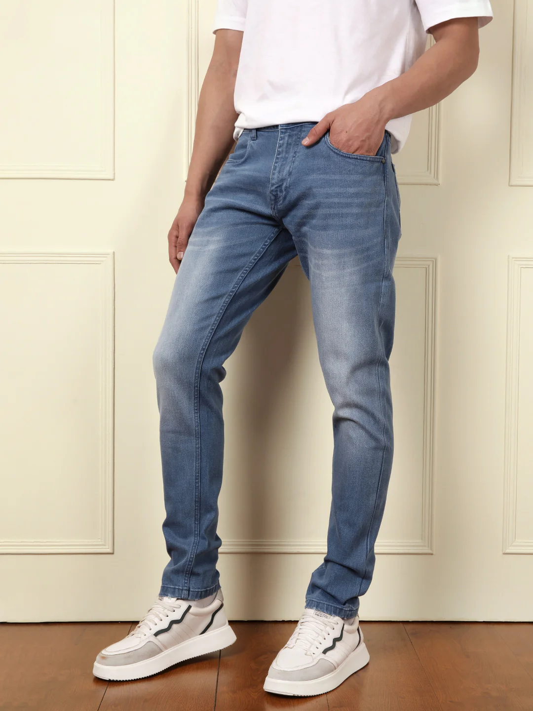 Linen Blend Denim Jeans | Light Blue - Image 4