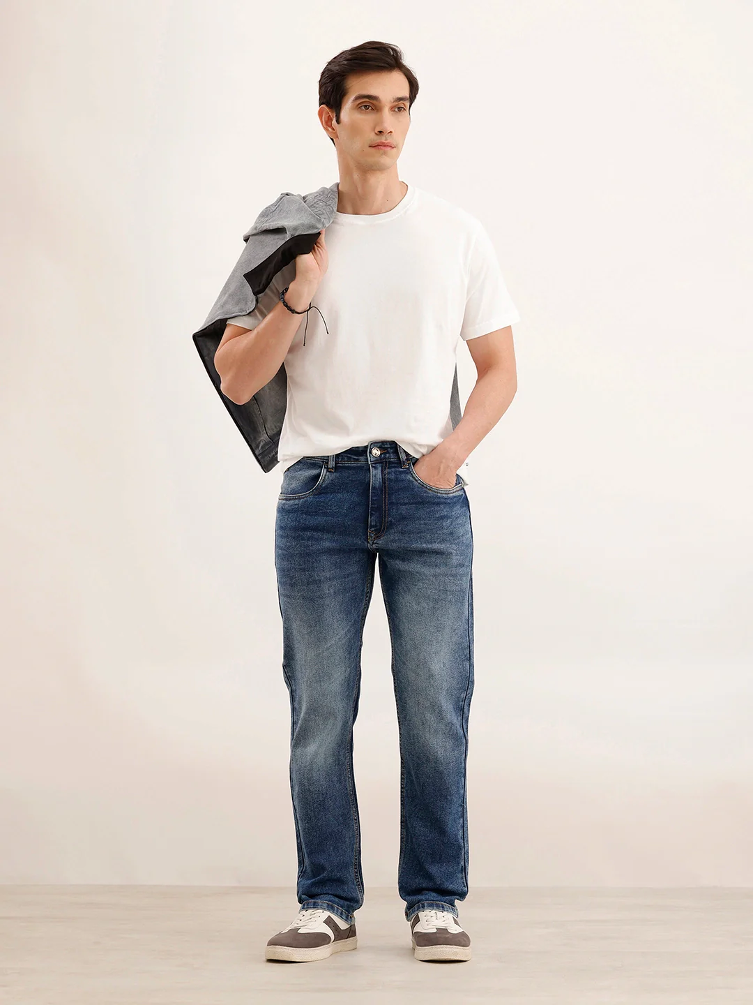 Faded Straight Fit Denim Jeans | Blue - Image 2