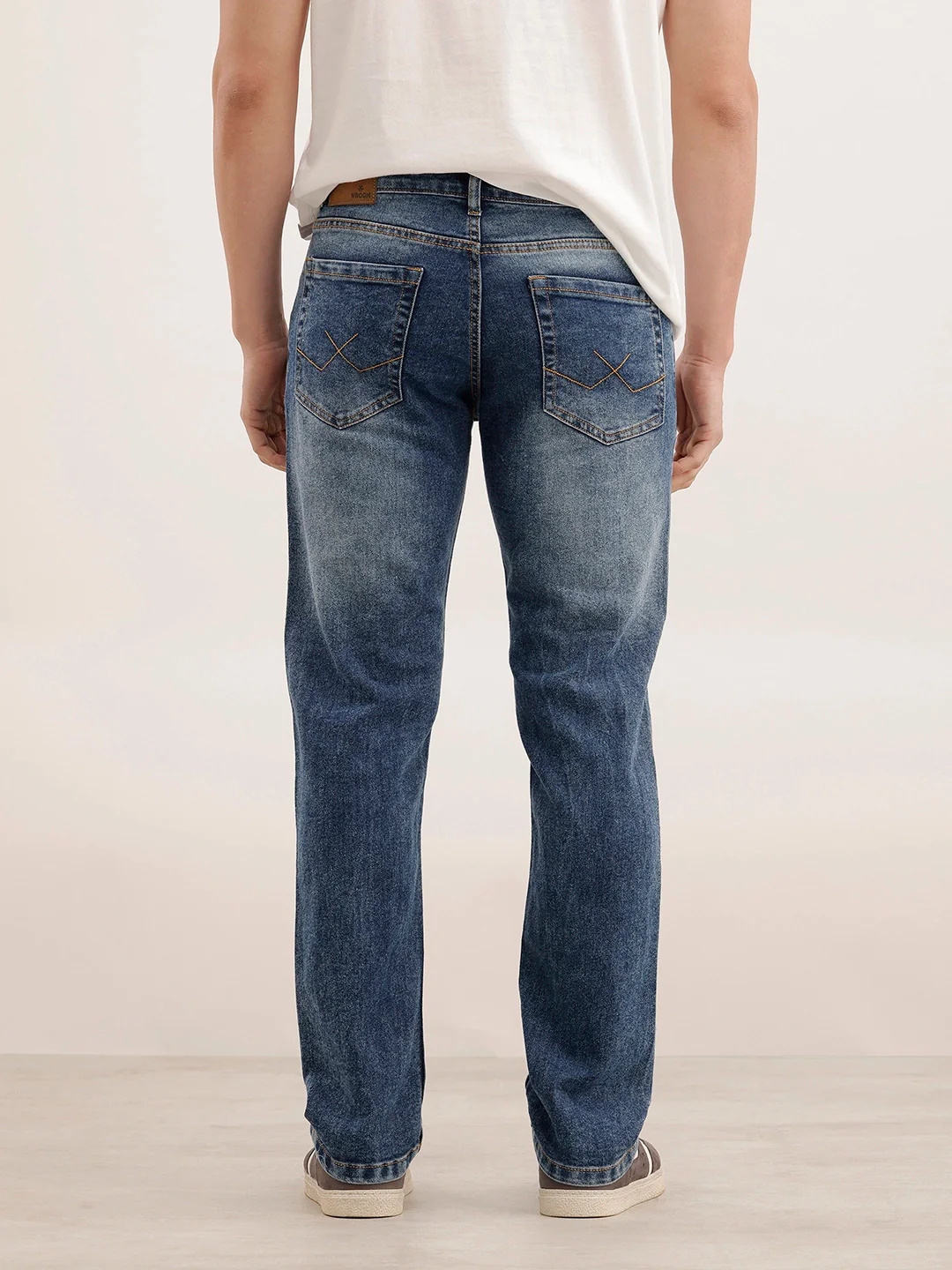 Faded Straight Fit Denim Jeans | Blue - Image 3