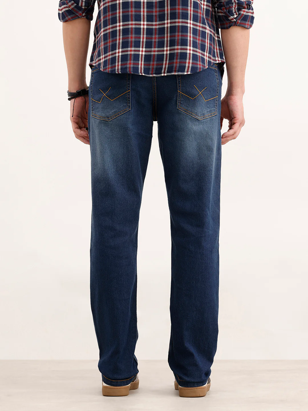 Faded Straight Fit Denim Jeans  | Blue - Image 3