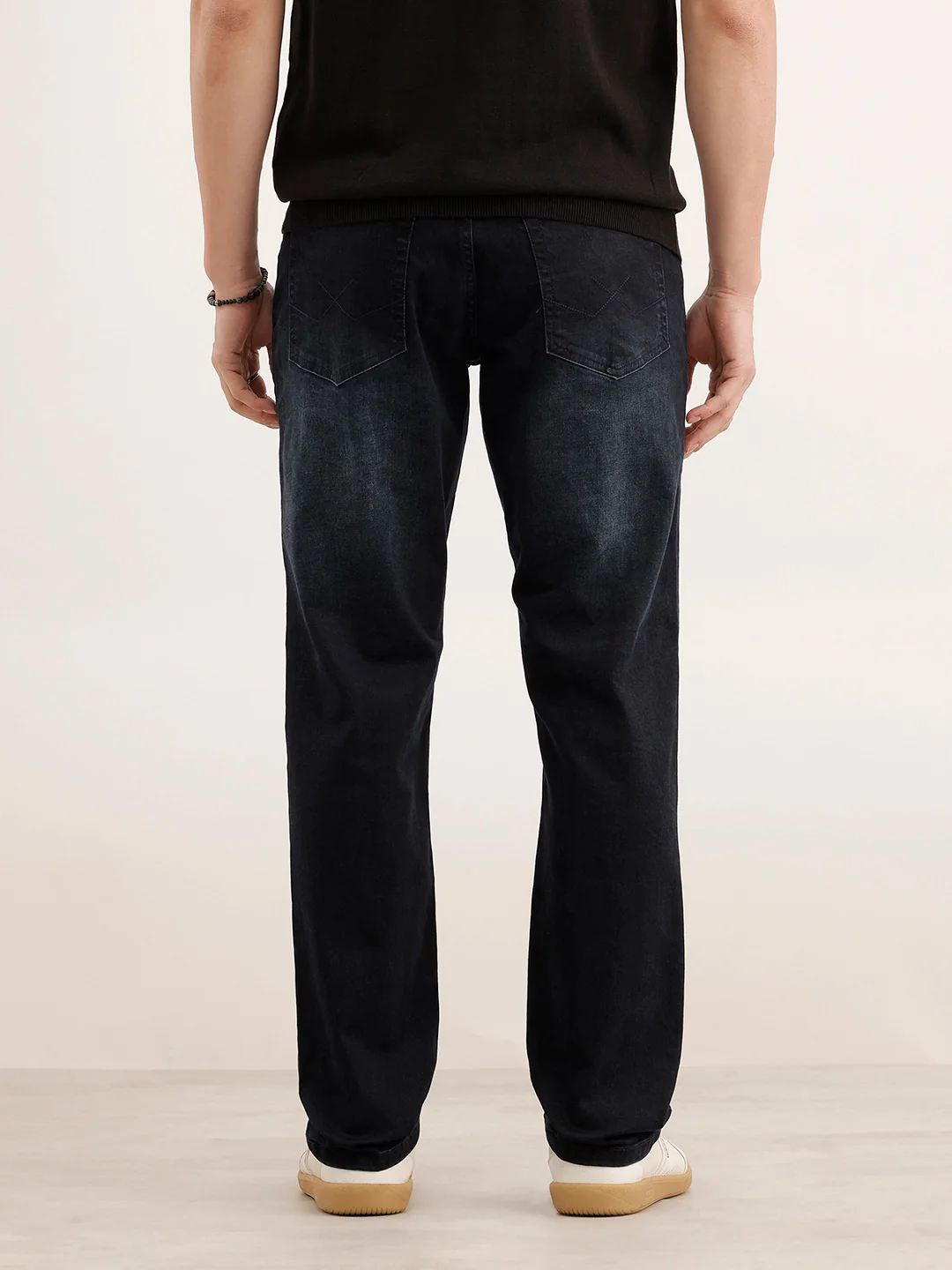 Faded Straight Fit Denim Jeans | Blue - Image 3