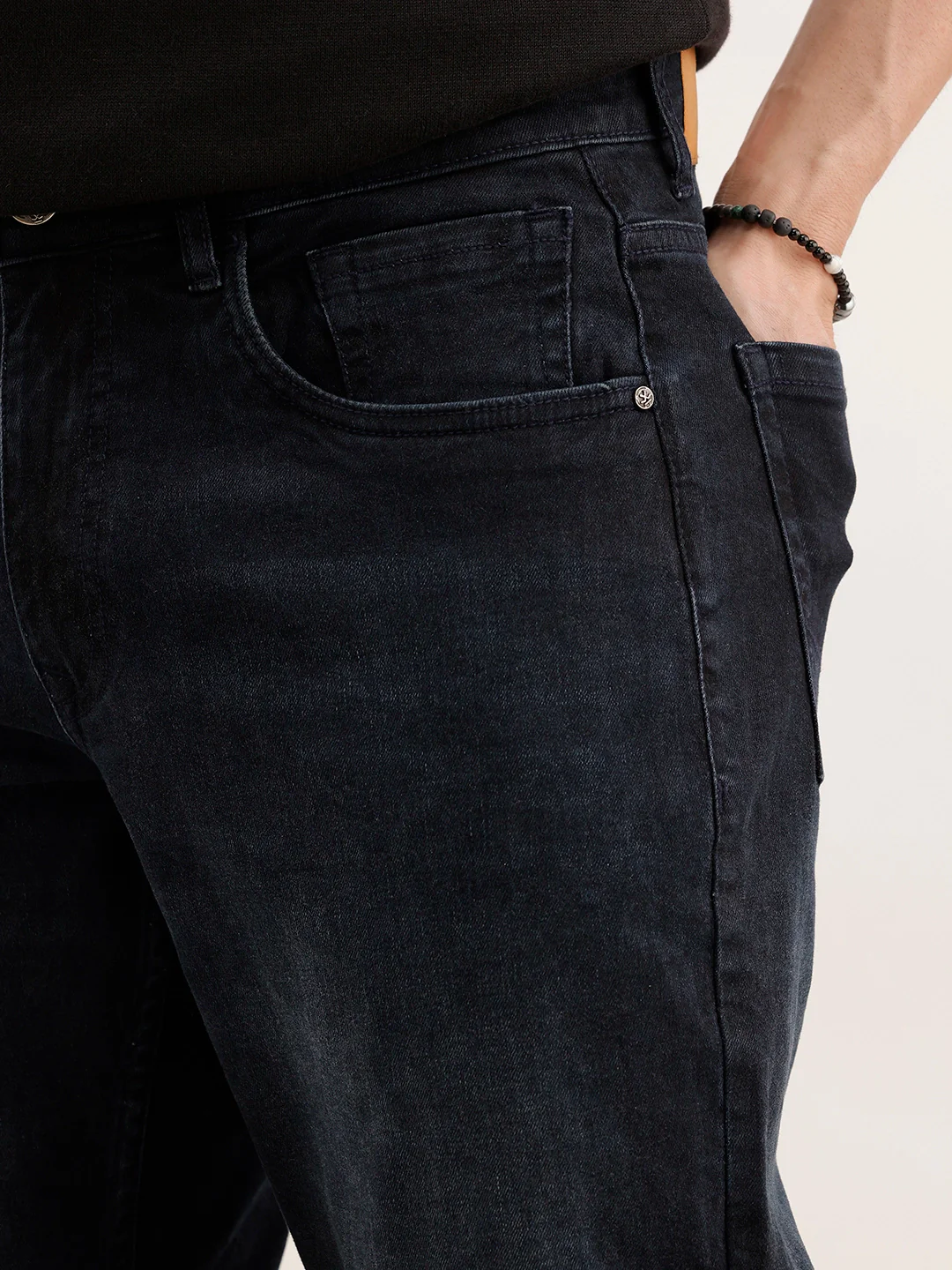 Faded Straight Fit Denim Jeans | Blue - Image 5