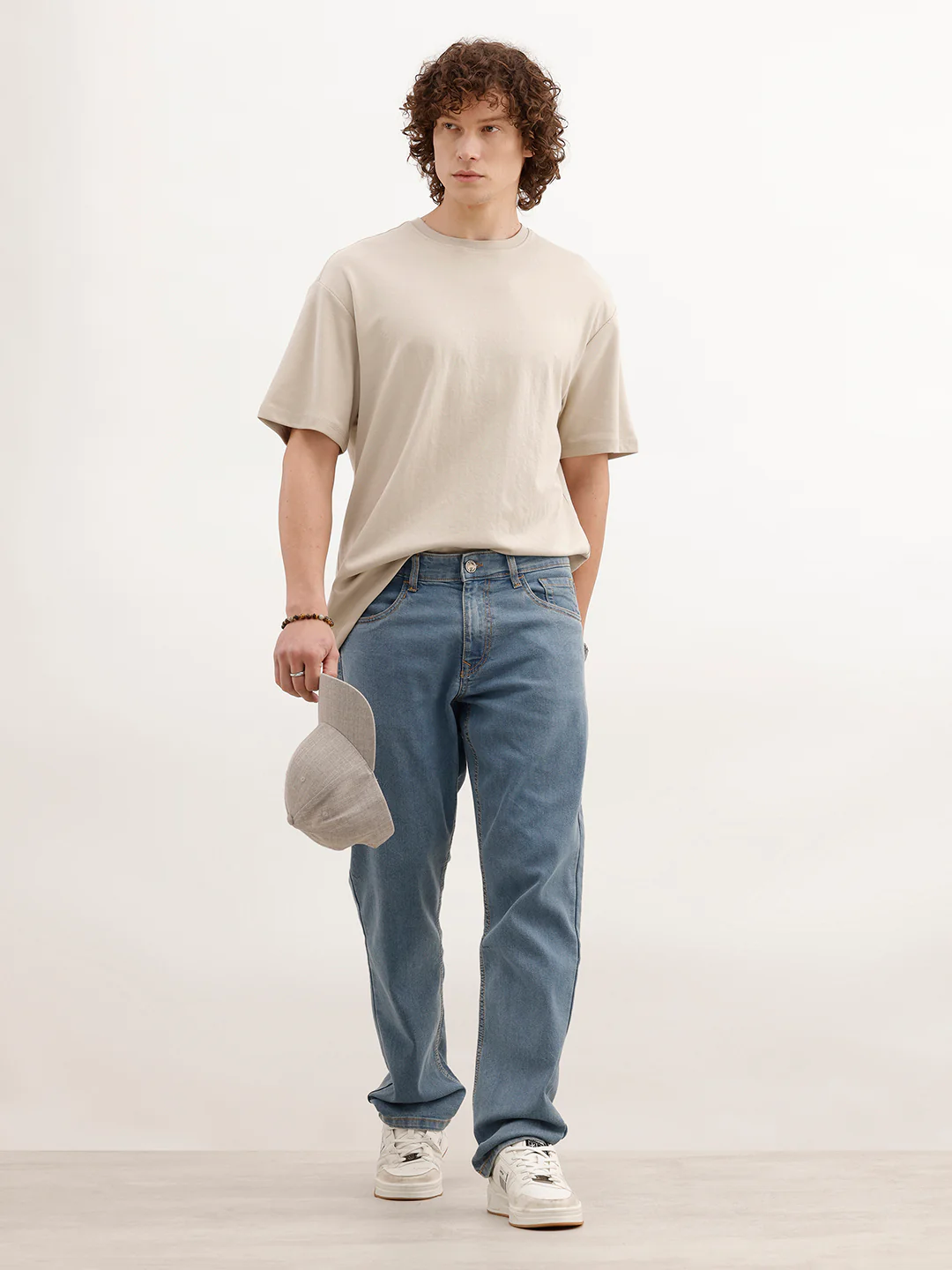 Faded Straight Fit Denim Jeans | Light Blue - Image 2