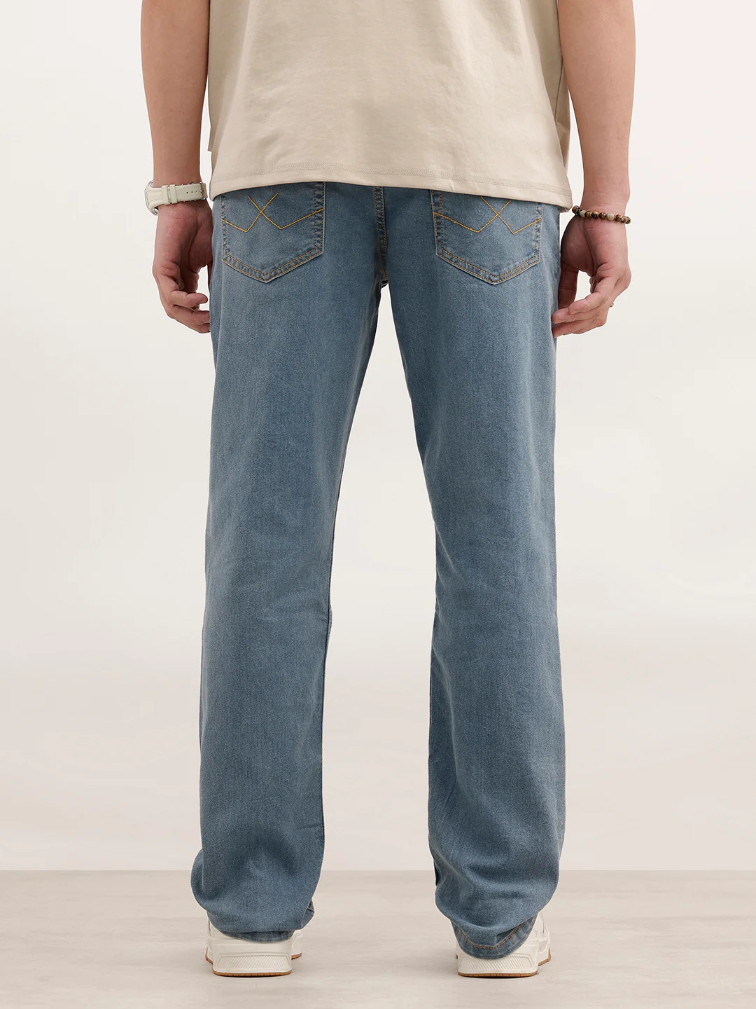 Faded Straight Fit Denim Jeans | Light Blue - Image 3