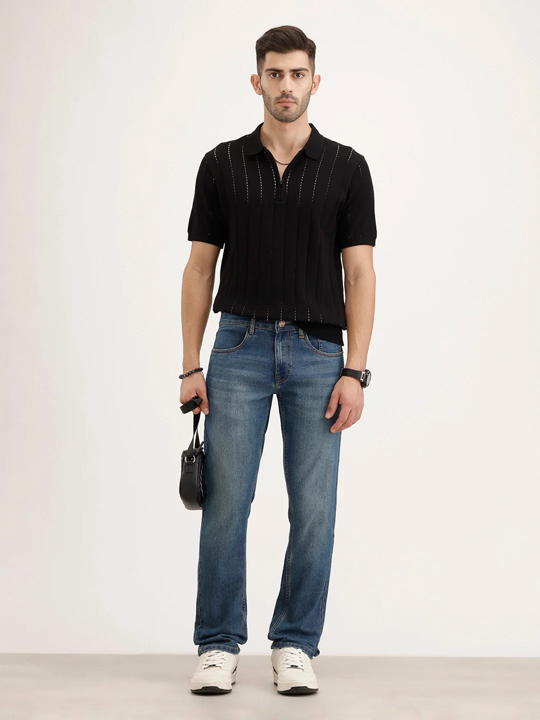 Faded Straight Fit Denim Jeans | Light Blue - Image 2