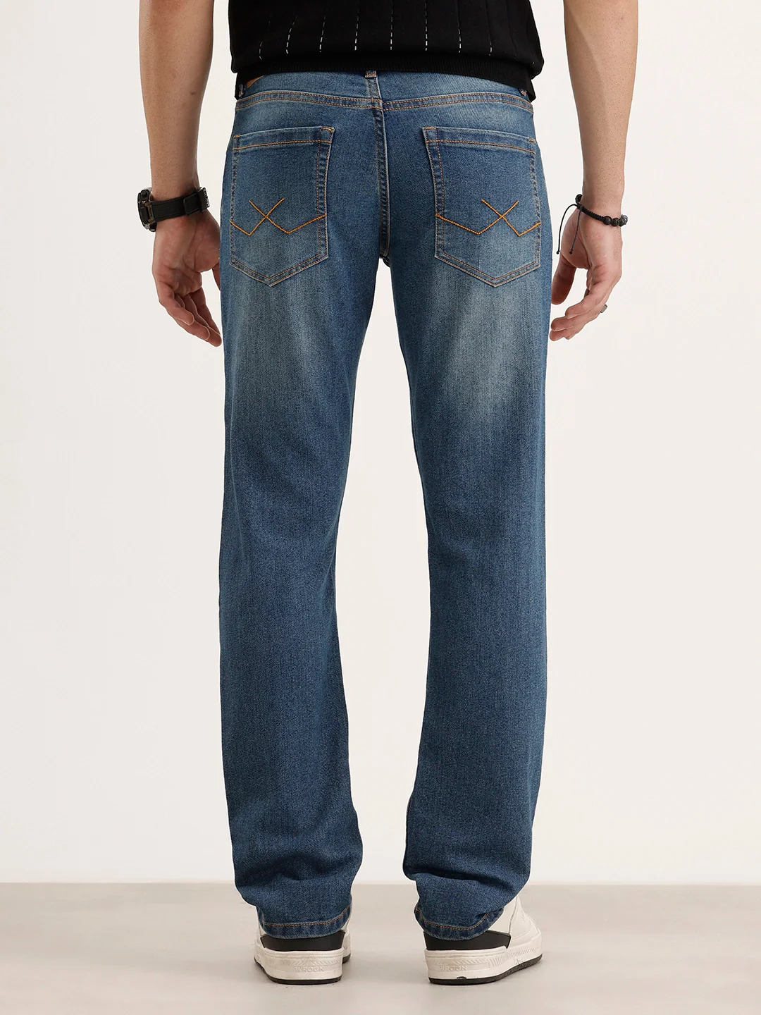 Faded Straight Fit Denim Jeans | Light Blue - Image 3