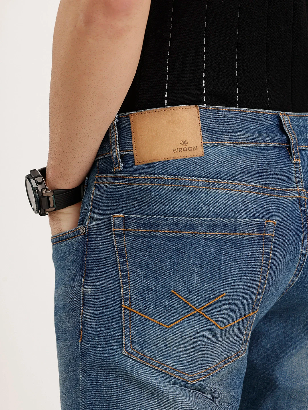 Faded Straight Fit Denim Jeans | Light Blue - Image 6