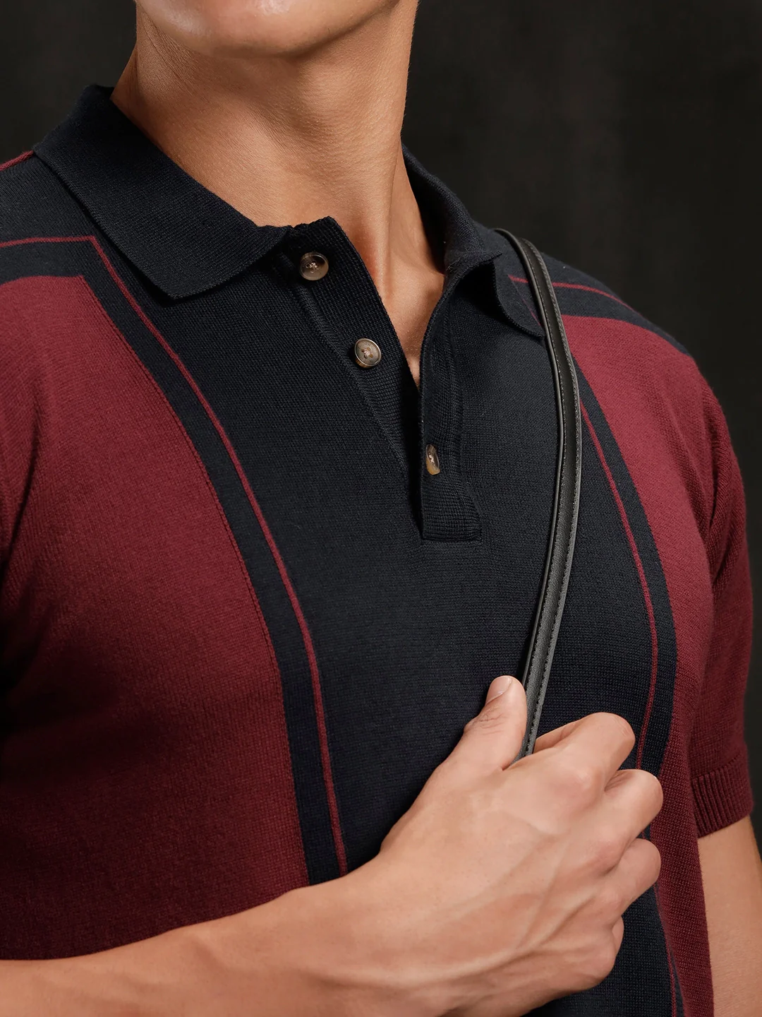 Flat Knit Slim Fit T-Shirt | Maroon - Image 5