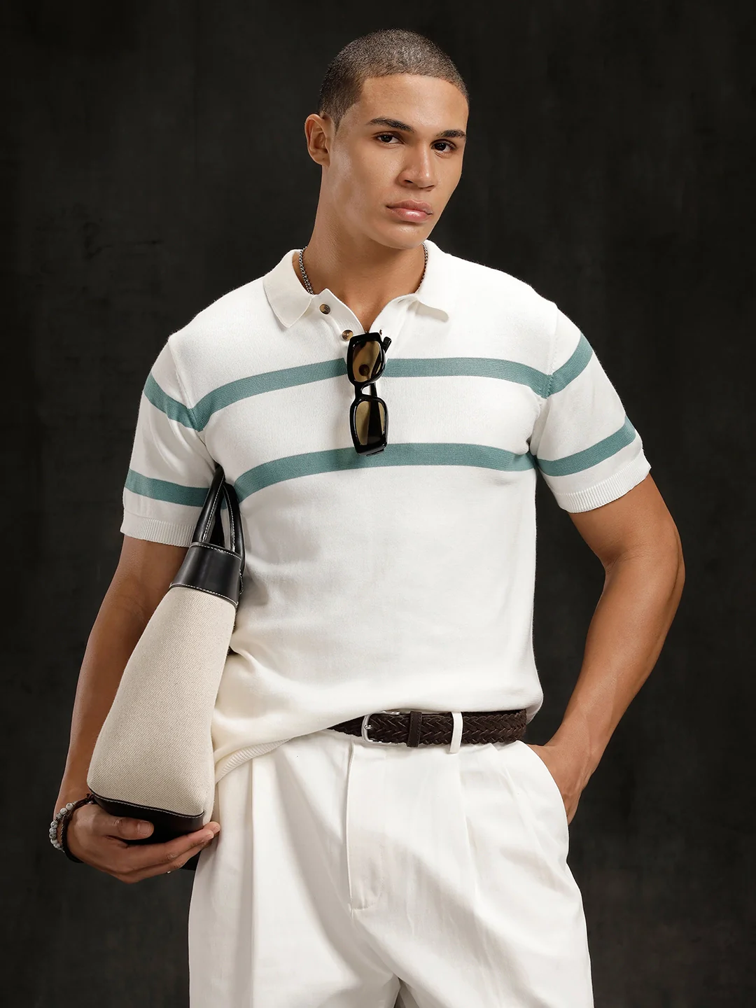 Flat Knit Slim Fit T-Shirt | Off White - Image 3