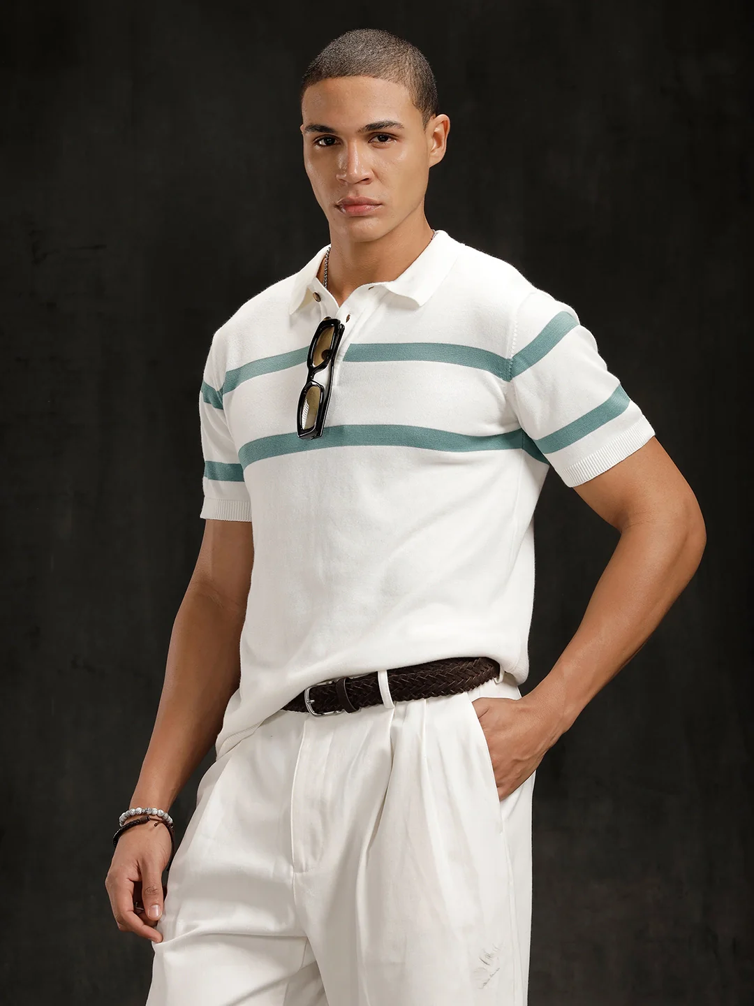 Flat Knit Slim Fit T-Shirt | Off White - Image 6