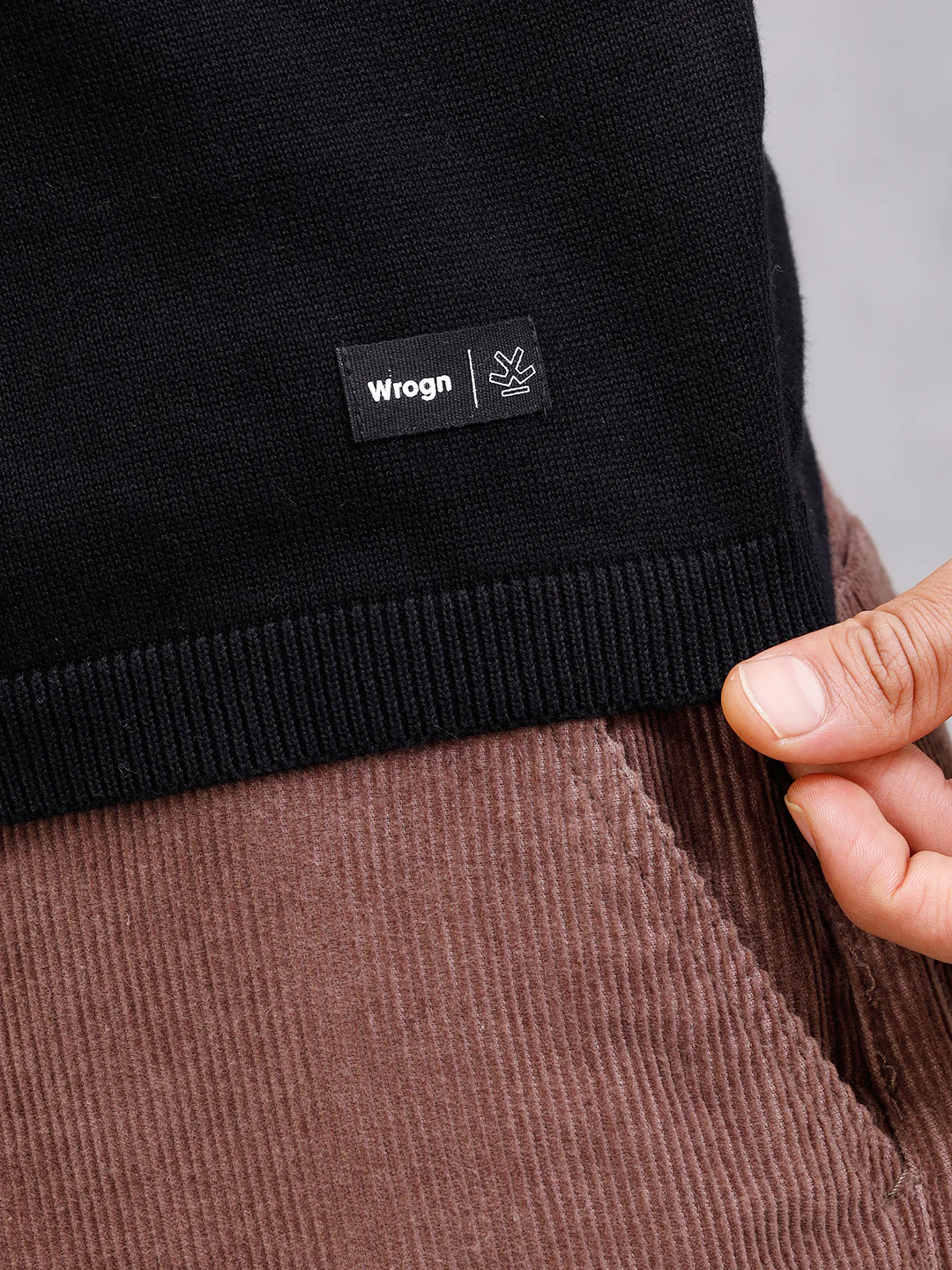 Flat Knit Striped Pattern Polo T-Shirt | Black - Image 5