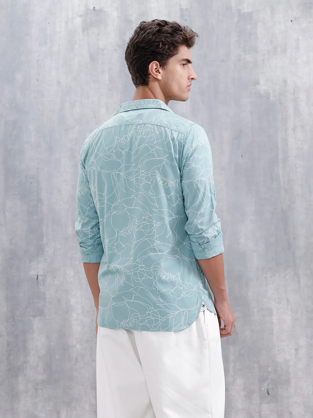Floral Aop Slim Fit Men Casual Shirt | Blue - Image 3