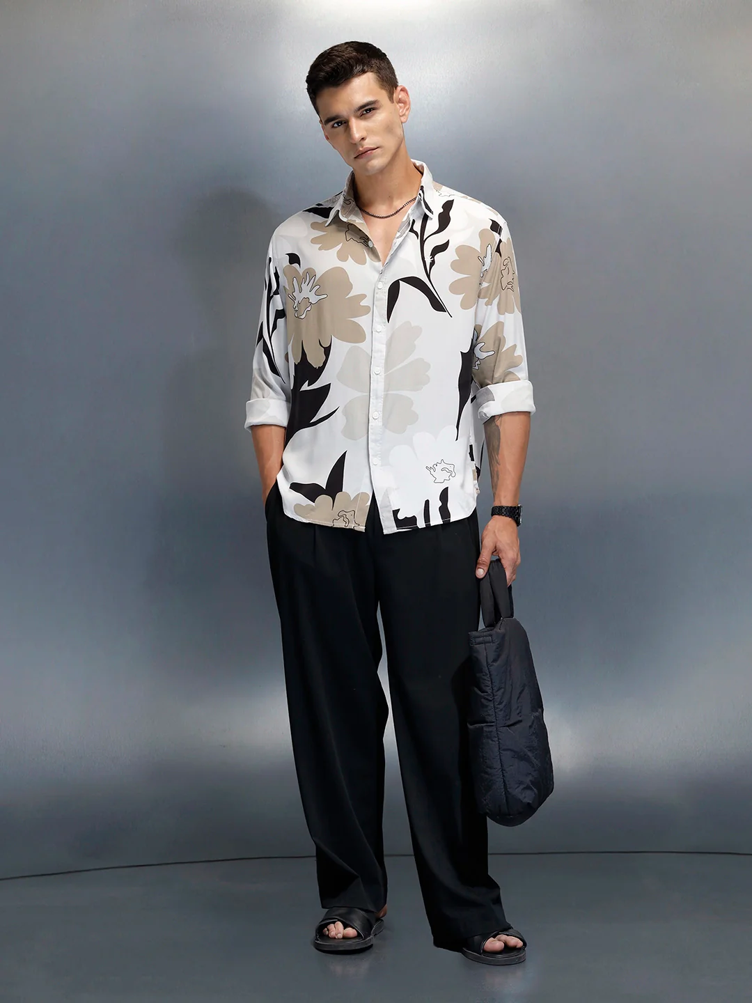 Floral Printed Comfort Fit Casual Shirt | Off White - Image 2