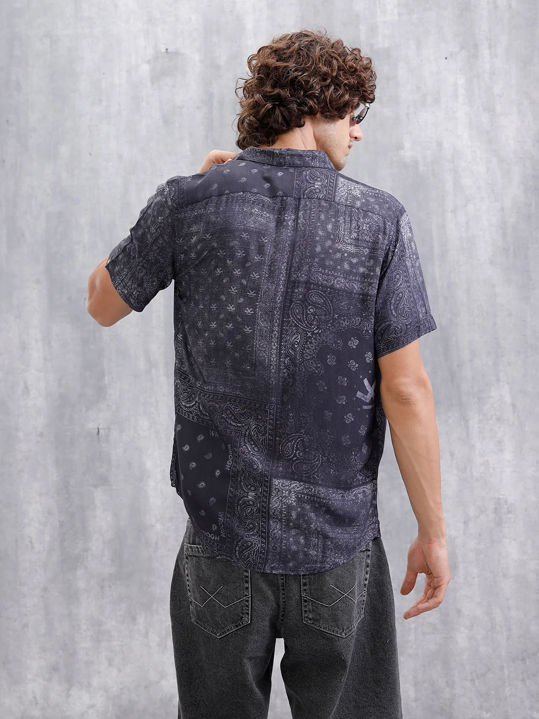 Fluid AOP Slim Fit Shirt | Black - Image 3