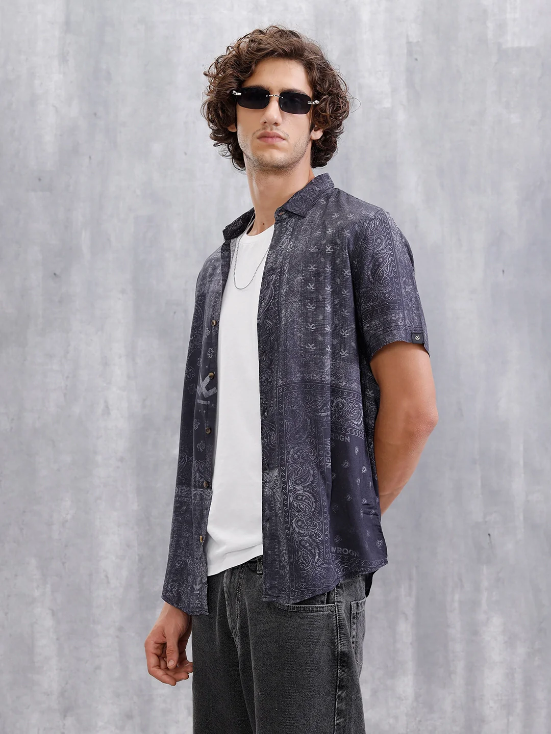 Fluid AOP Slim Fit Shirt | Black - Image 4