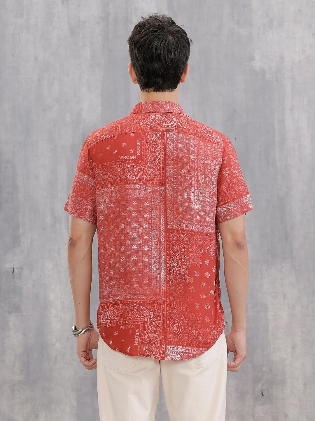 Fluid Viscose Shirt With Distressed Aop | Red - Image 3