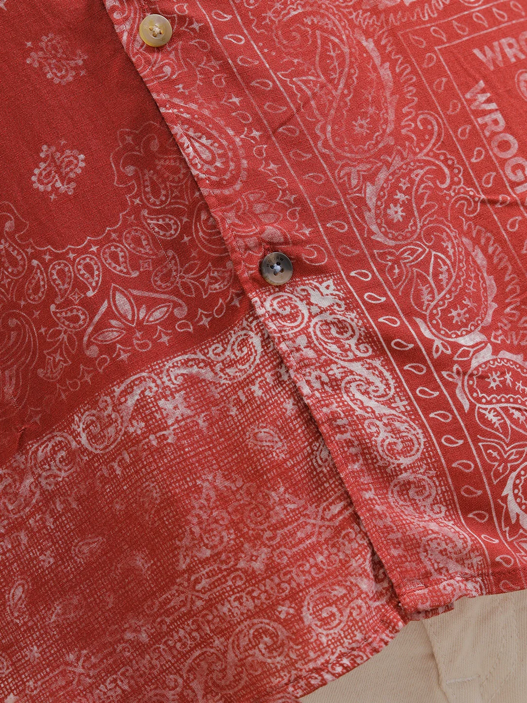 Fluid Viscose Shirt With Distressed Aop | Red - Image 5