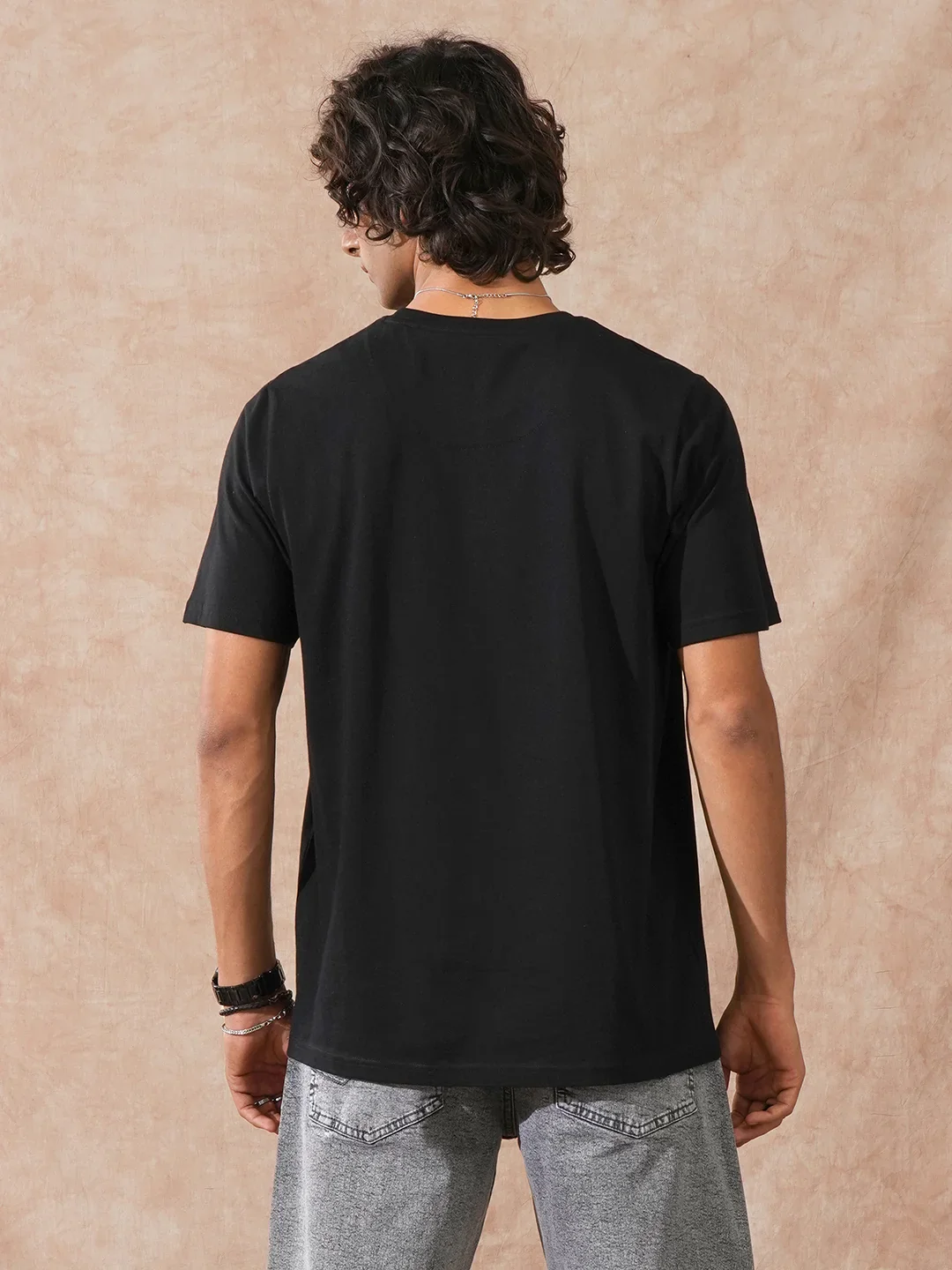 Foil Printed Slim Fit T-Shirt | Black - Image 3