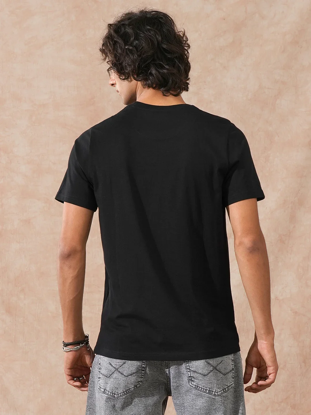 Foil Printed Slim Fit T-Shirt | Black - Image 3