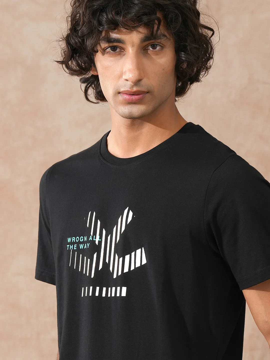 Foil Printed Slim Fit T-Shirt | Black - Image 5